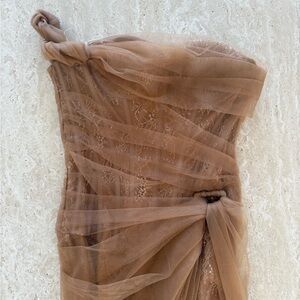 Elegant lace corset Tan Evening Gown